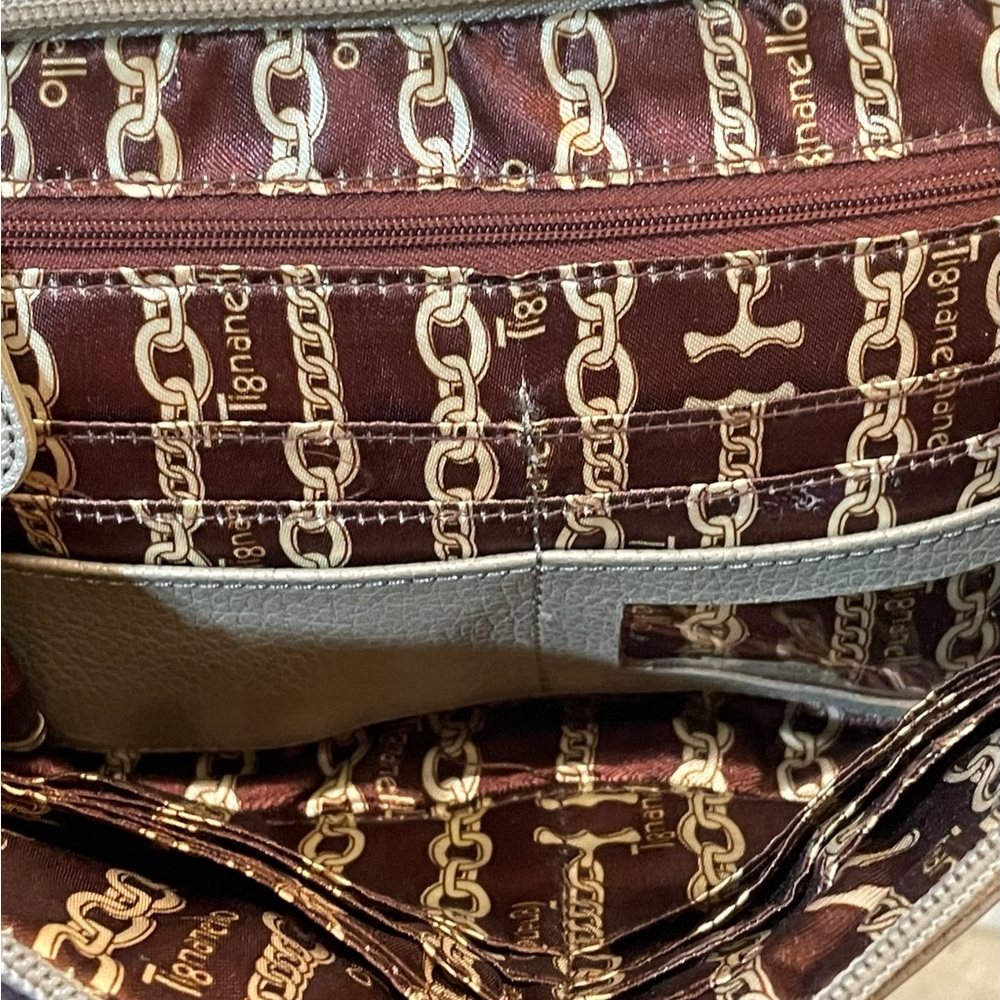 Metallic Gold Soft Leather Crossbody Multi Pocket Built in Side Wallet #H-24 - Picture 5 of 8